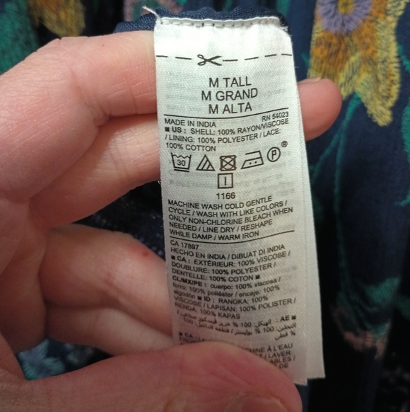 Old Navy Cottagecore Floral Dress M Tall Midi Maxi Blue Prairie Ruffle Peasant - Picture 11 of 14